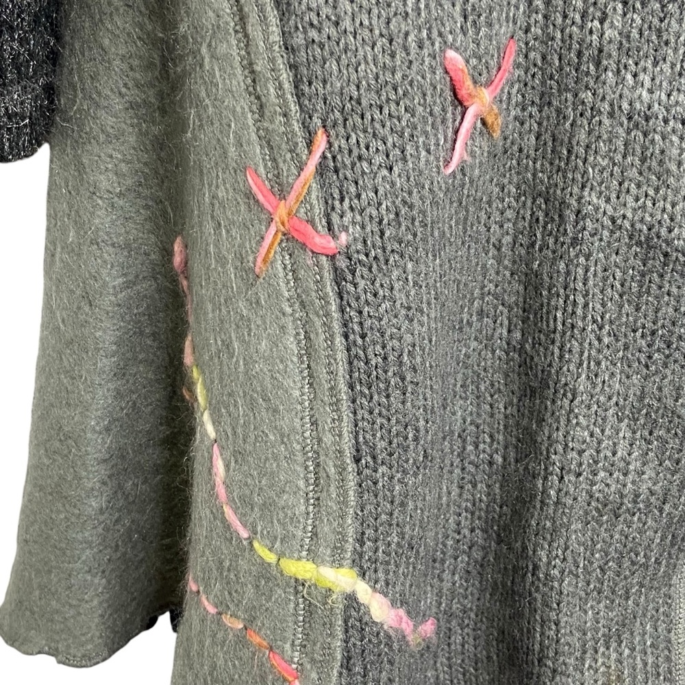 SIONI Long Cardigan Sweater Jacket Buttons Wide Collar Wool Y2K Artsy Medium - Picture 6 of 16